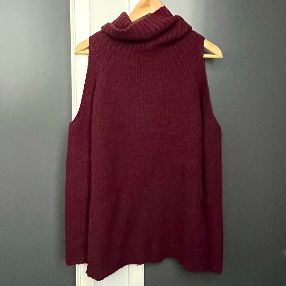 Mock Neck Open Shoulder Contemporary Sweater
